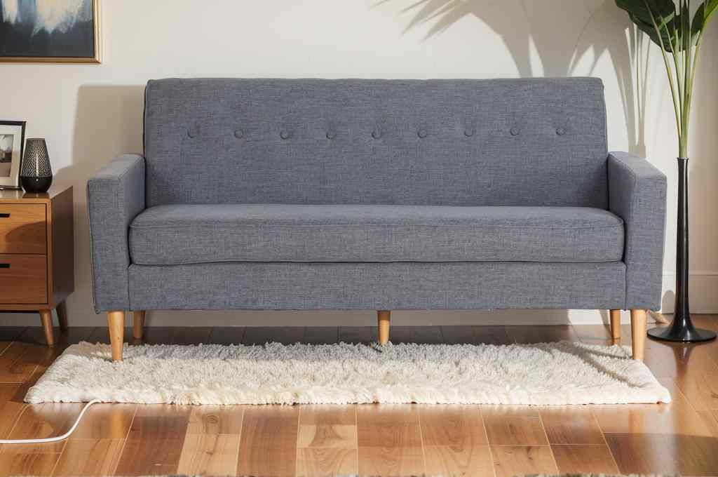 Modern Gray Upholstered Fabric 3-Seater Sofa with Wooden Legs