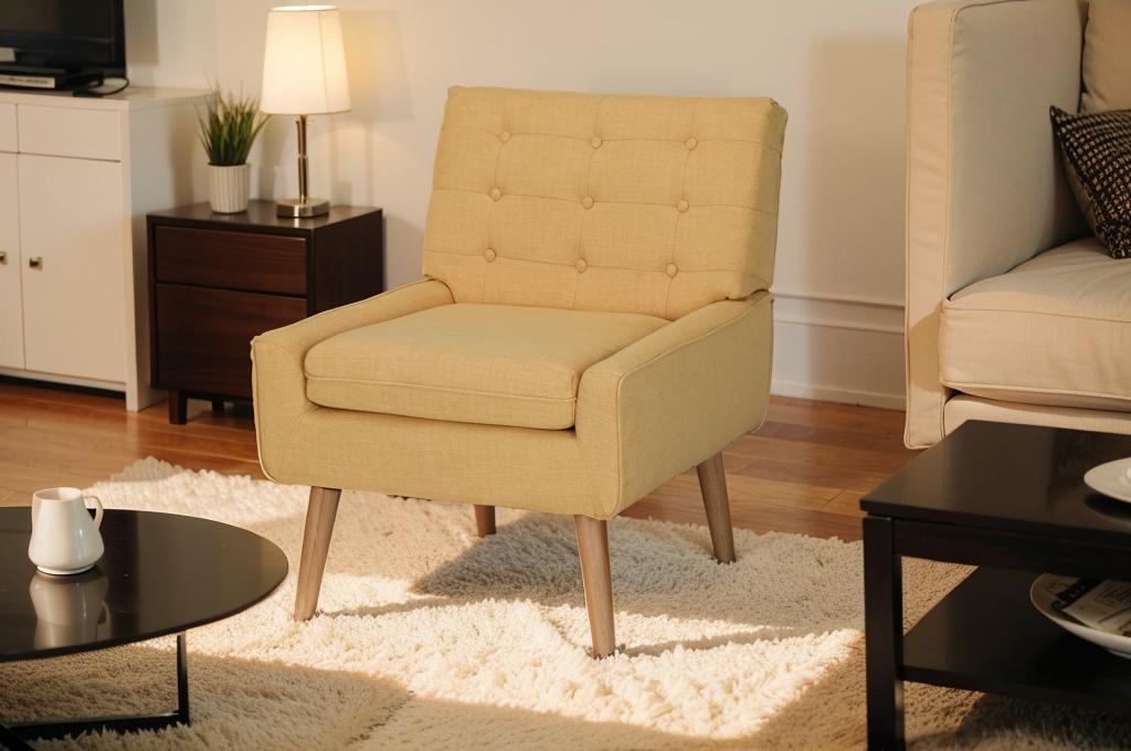 Modern Yellow Comfortable Multi-Functional Fabric Upholstered Accent Chair