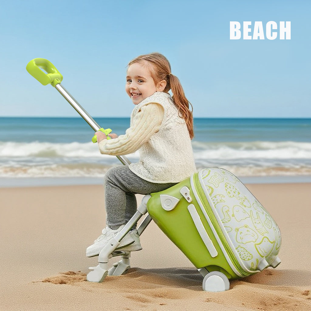 20" Children Travel Suitcase With Seat And Rider Capabilities,Anti Rollover, Carry-on Luggage Lightweight