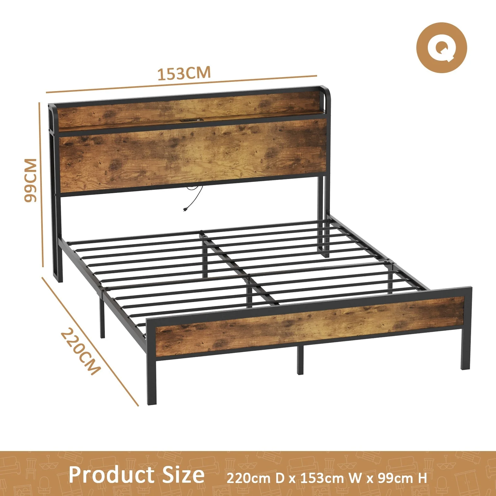 Advwin Bed Frame with Charging Station and USB Ports