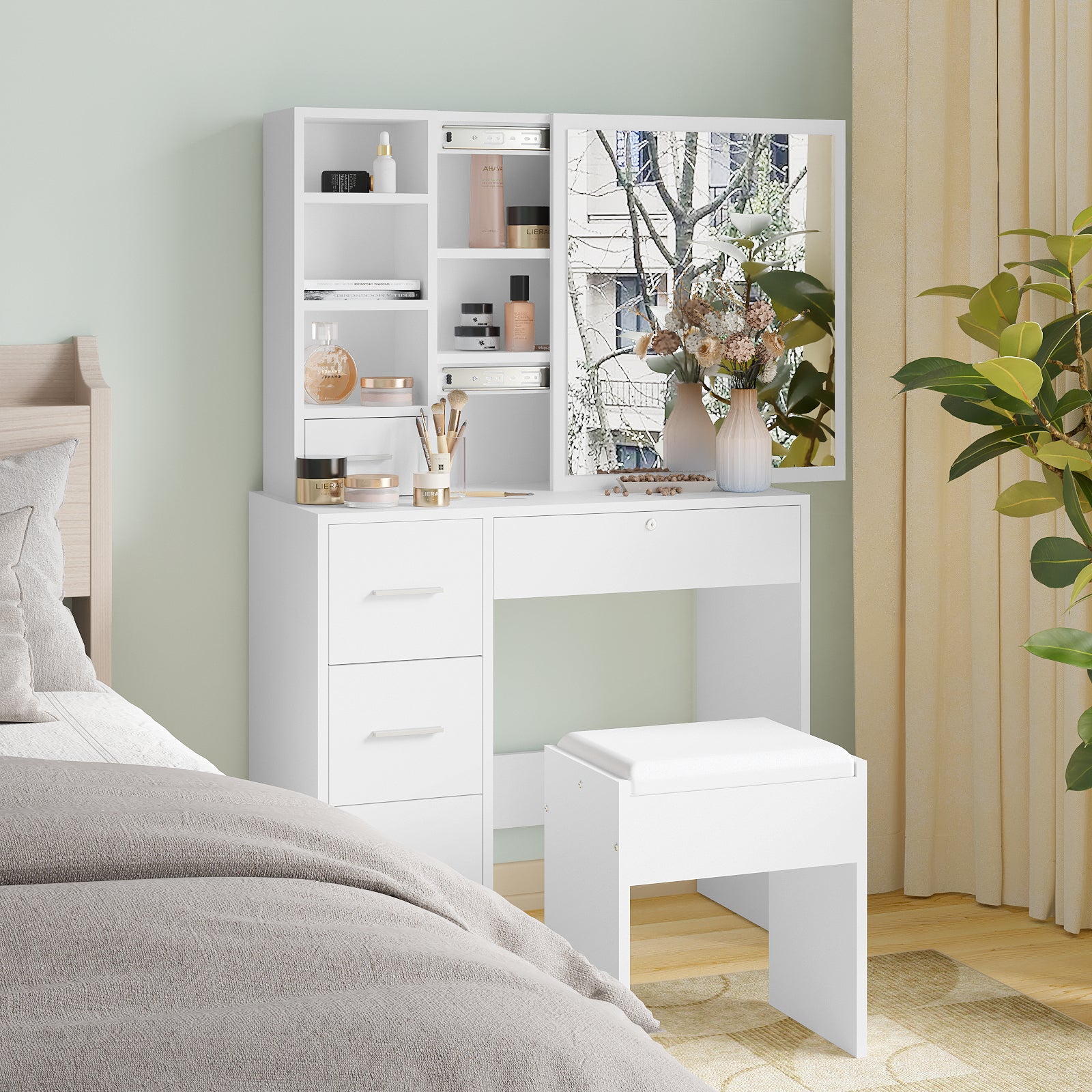 Advwin Dressing Table Stool Set Makeup Dresser