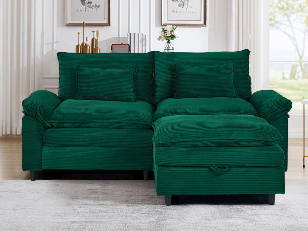 Must-have for small spaces! Two-seater sofa with ottoman—unlock comfort at the touch of a button.
