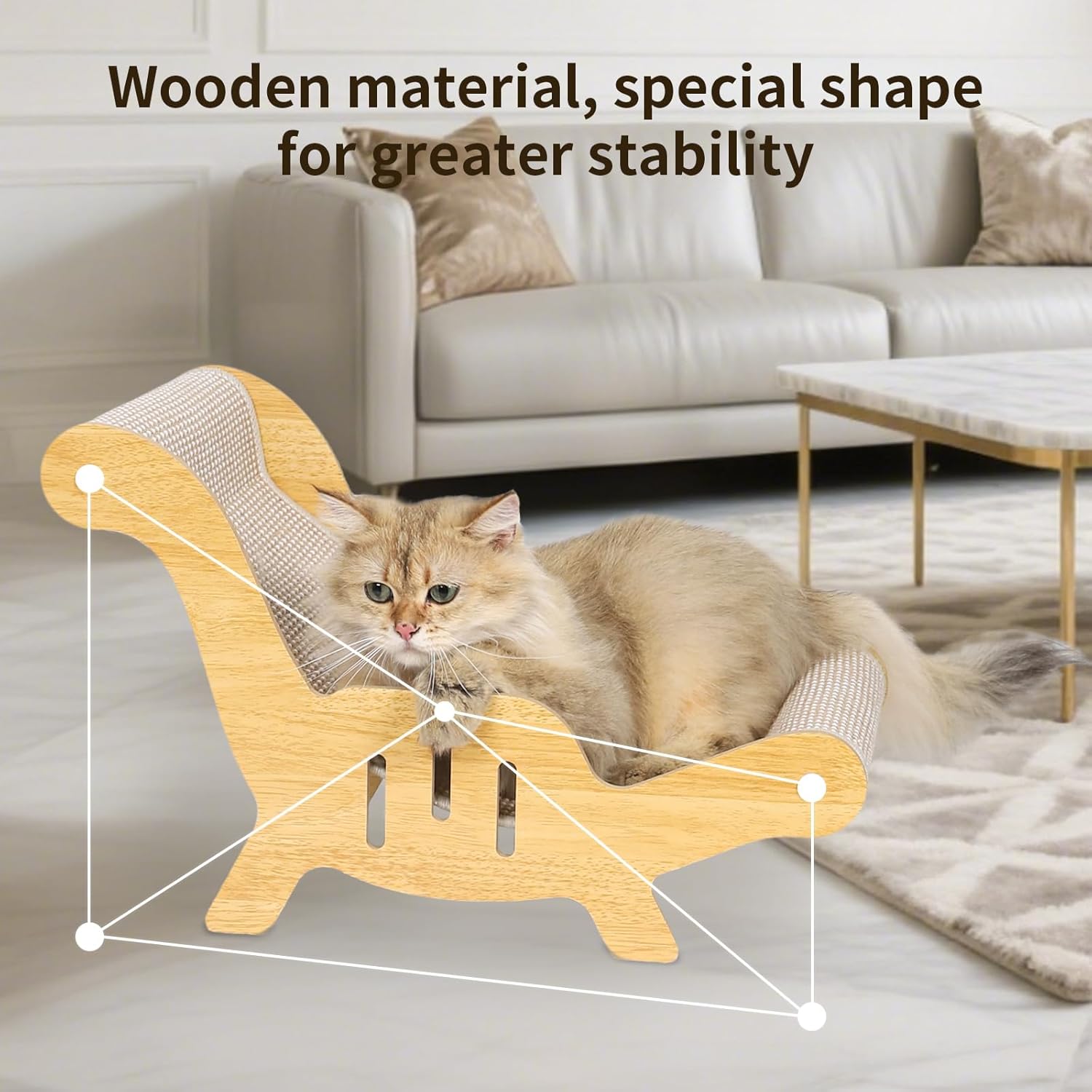 Cat Scratcher，cat Toys for Indoor Cats, Hand-Woven Hemp Rope, no Shedding, cat Bed, Durable and Sturdy, Beautifully Crafted Wood
