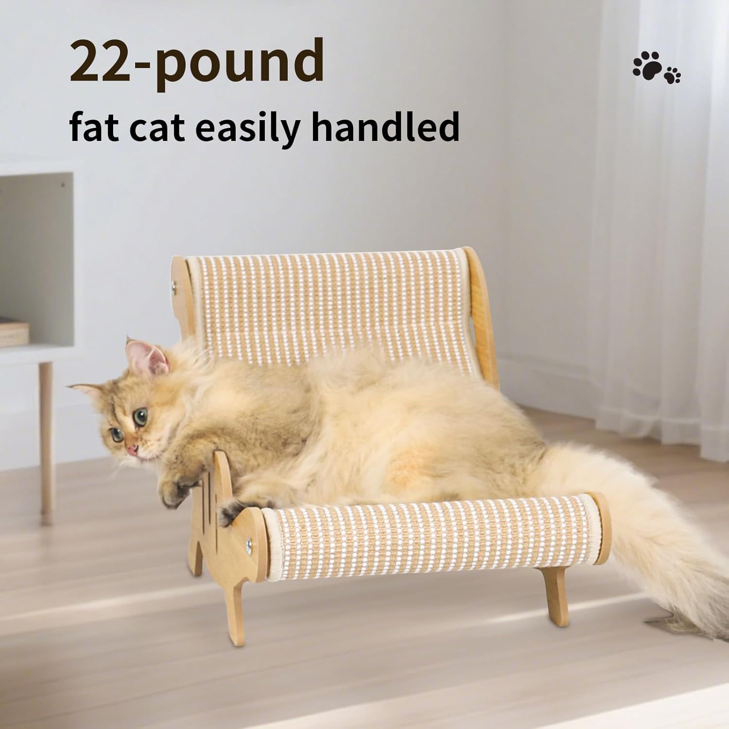 Cat Scratcher，cat Toys for Indoor Cats, Hand-Woven Hemp Rope, no Shedding, cat Bed, Durable and Sturdy, Beautifully Crafted Wood