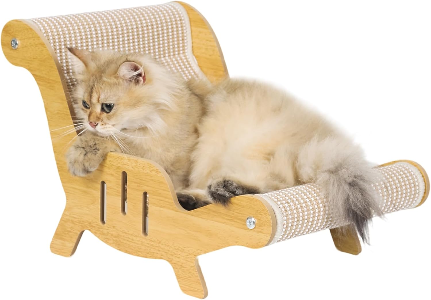 Cat Scratcher，cat Toys for Indoor Cats, Hand-Woven Hemp Rope, no Shedding, cat Bed, Durable and Sturdy, Beautifully Crafted Wood