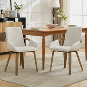 Upholstery Dining Chairs Set of 2, Mid Century Bentwood Kitchen Chairs with Arms, Beige