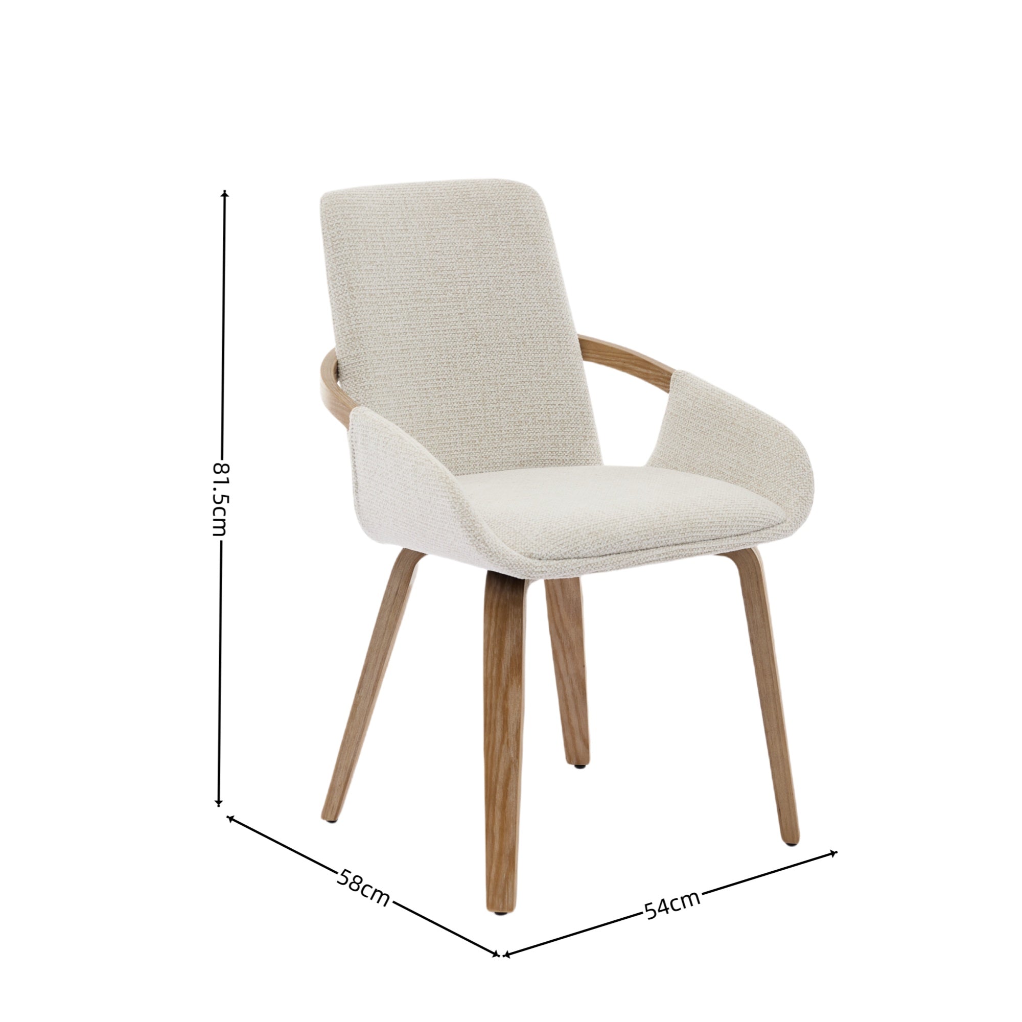 Upholstery Dining Chairs Set of 2, Mid Century Bentwood Kitchen Chairs with Arms, Beige