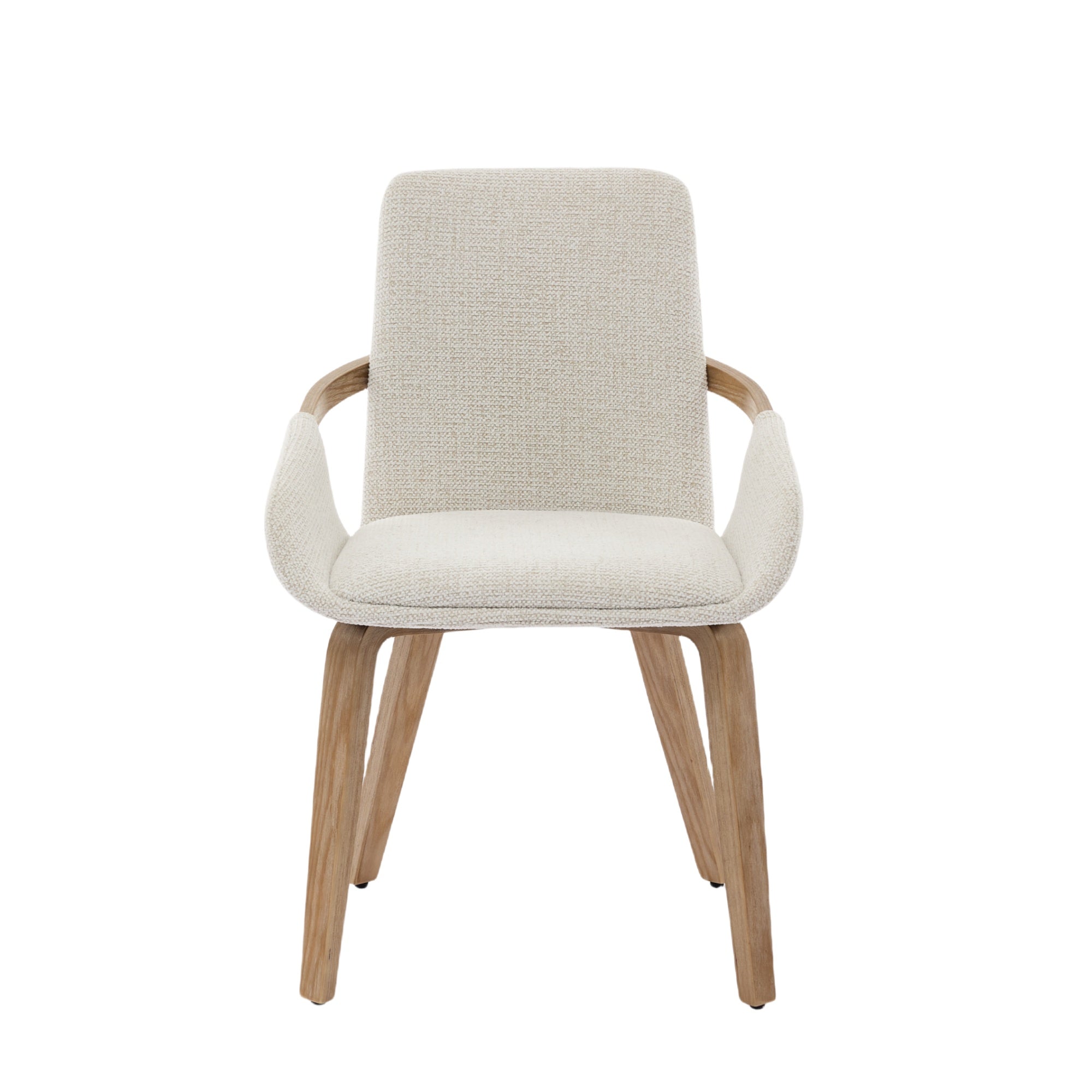 Upholstery Dining Chairs Set of 2, Mid Century Bentwood Kitchen Chairs with Arms, Beige