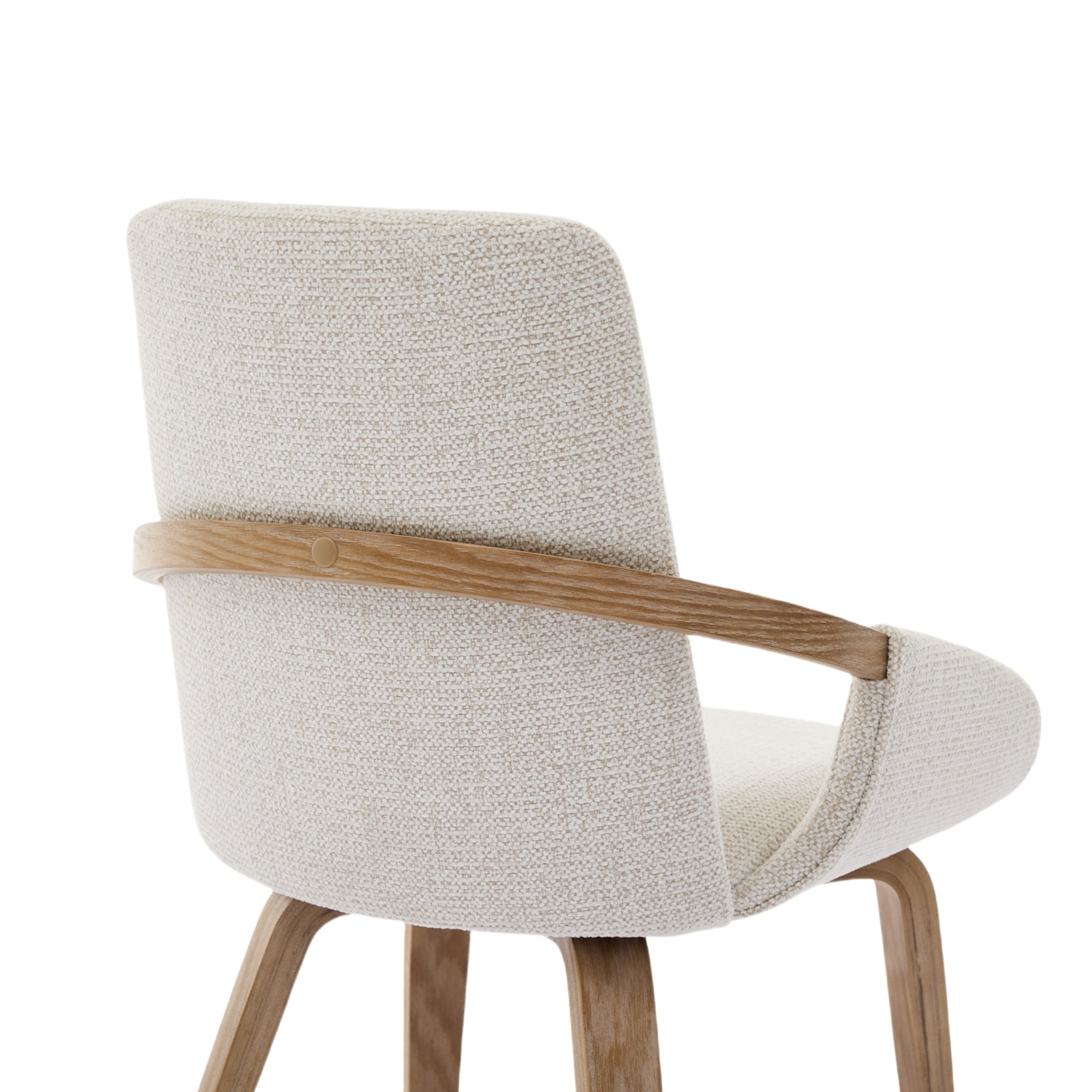 Upholstery Dining Chairs Set of 2, Mid Century Bentwood Kitchen Chairs with Arms, Beige