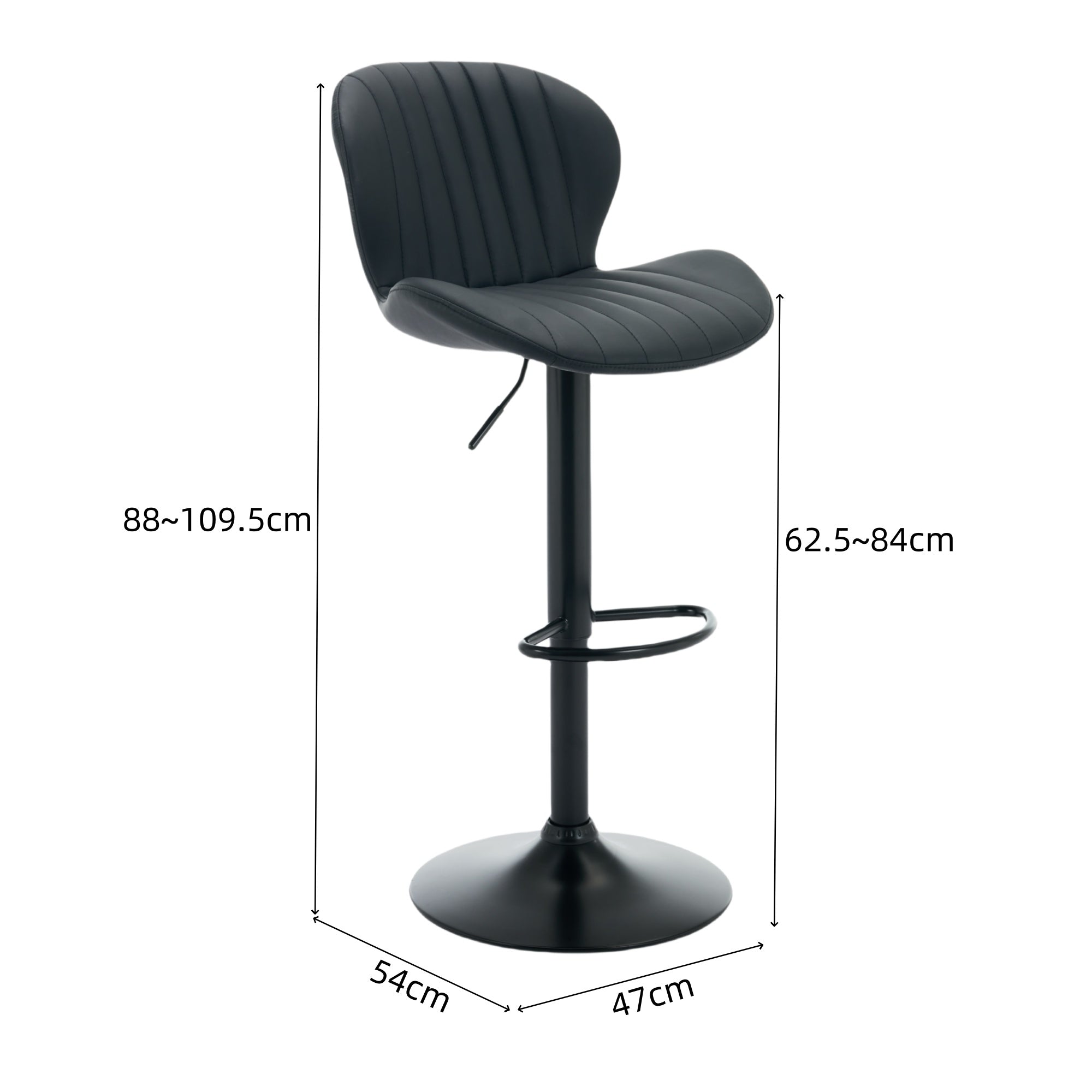 Set of 2 Modern Faux Leather Swivel Bar Stools, Counter Height Bar Chairs with High Backrest.