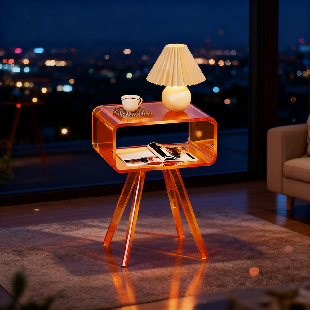 Acrylic Side Table,Bedside Table Nightstand for Bedroom Living Room