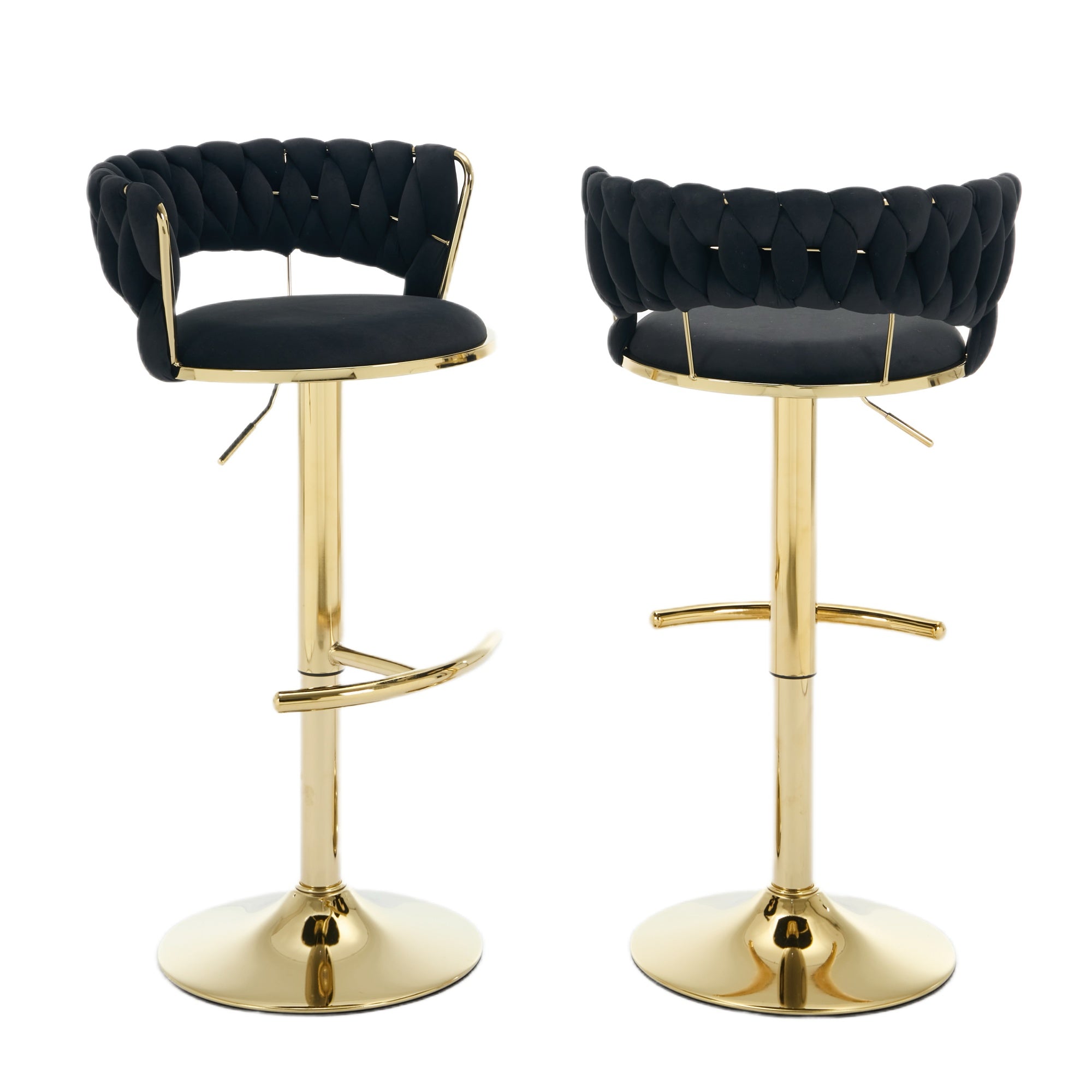 Bar Stools Set of 2, Swivel Bar Chairs with Low Back