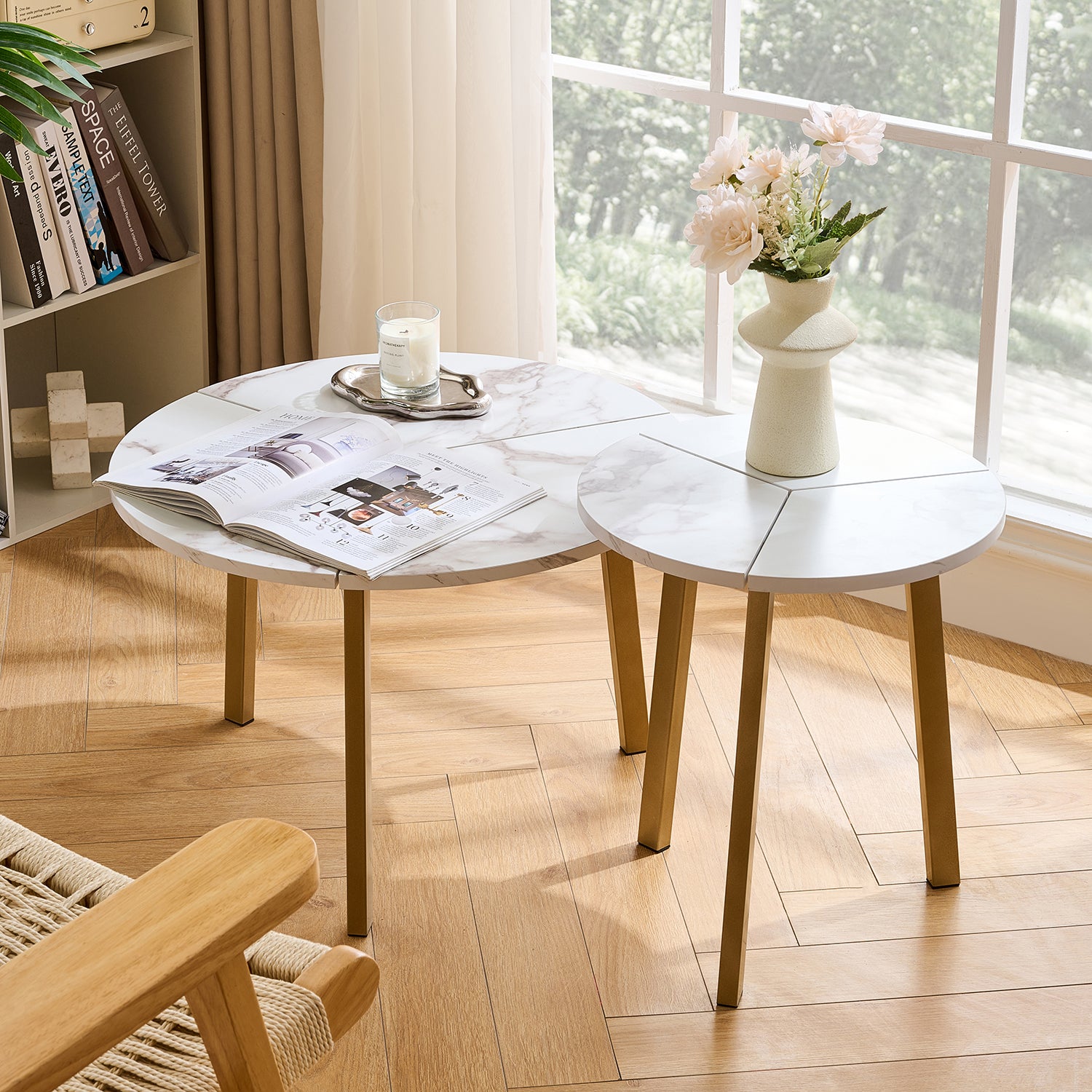 Newmetal Round Side Table Set Modern Living Room