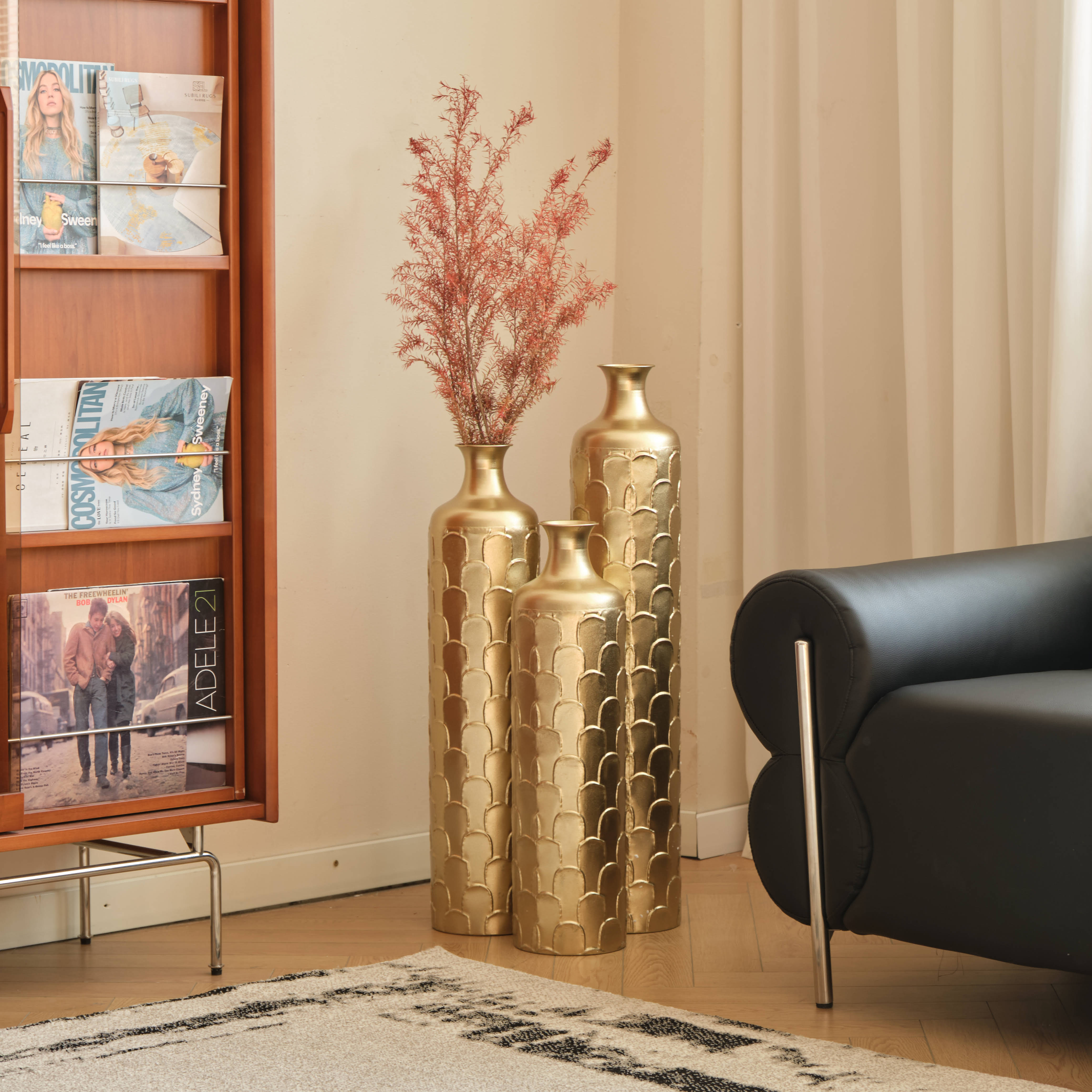 Floor metal vases decorated metal vases set of 3 gorgeous decoration