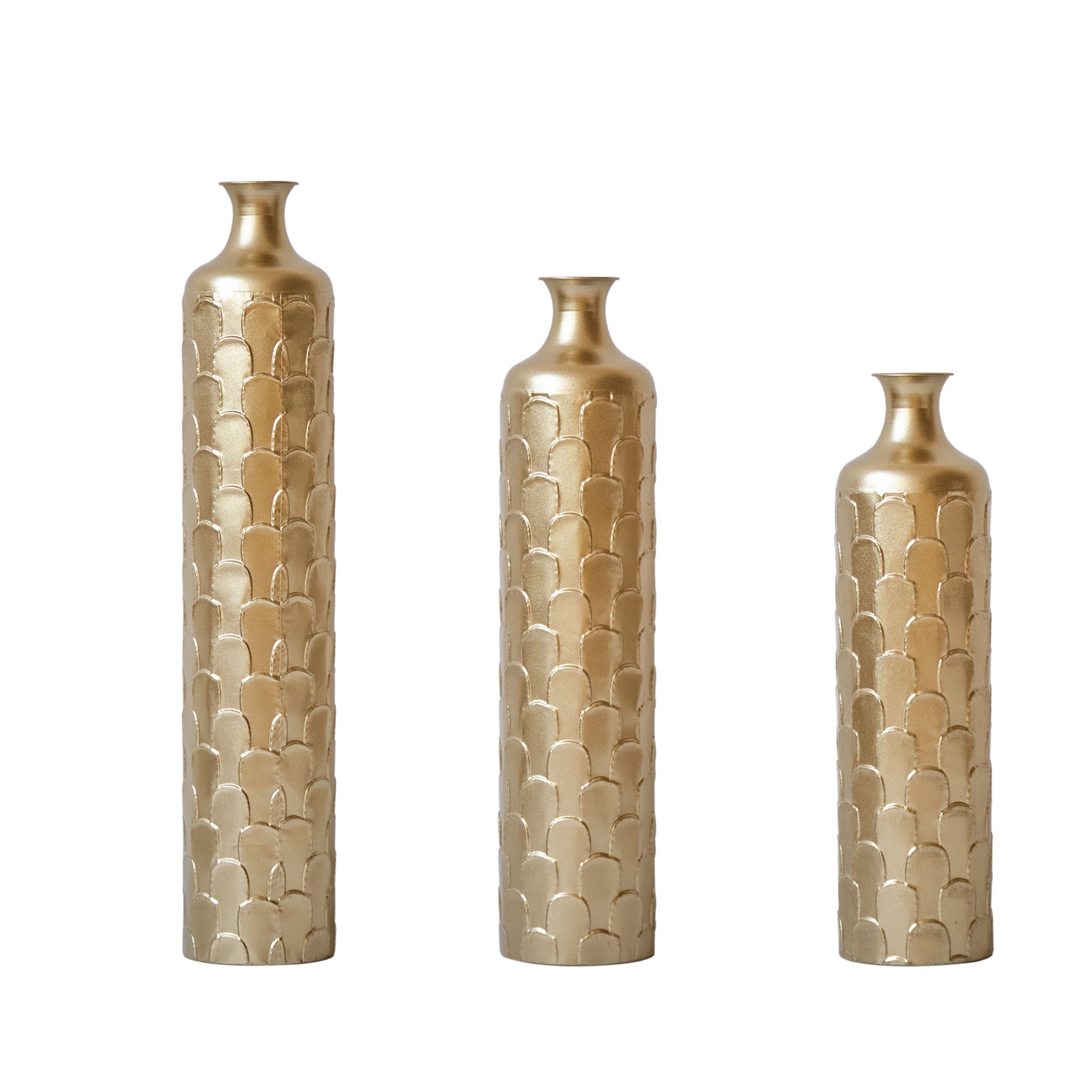 Eeeza Floor Metal Vases Set of 3 Large White Decor