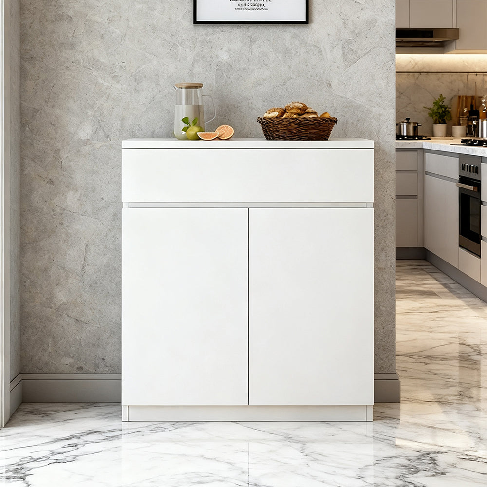 80cm/120cm JUKEY Modern Simple Buffet Sideboard with 1 Drawer/2 Drawer and 2 Doors/ 3Doors Storage Cabinet Hallway Table Kitchen Cupboard Living Room Bed Room  – White