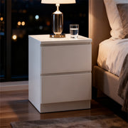 JUKEY Modern Simple Bedroom Double Drawers Nightstand – White 38*40*55cm