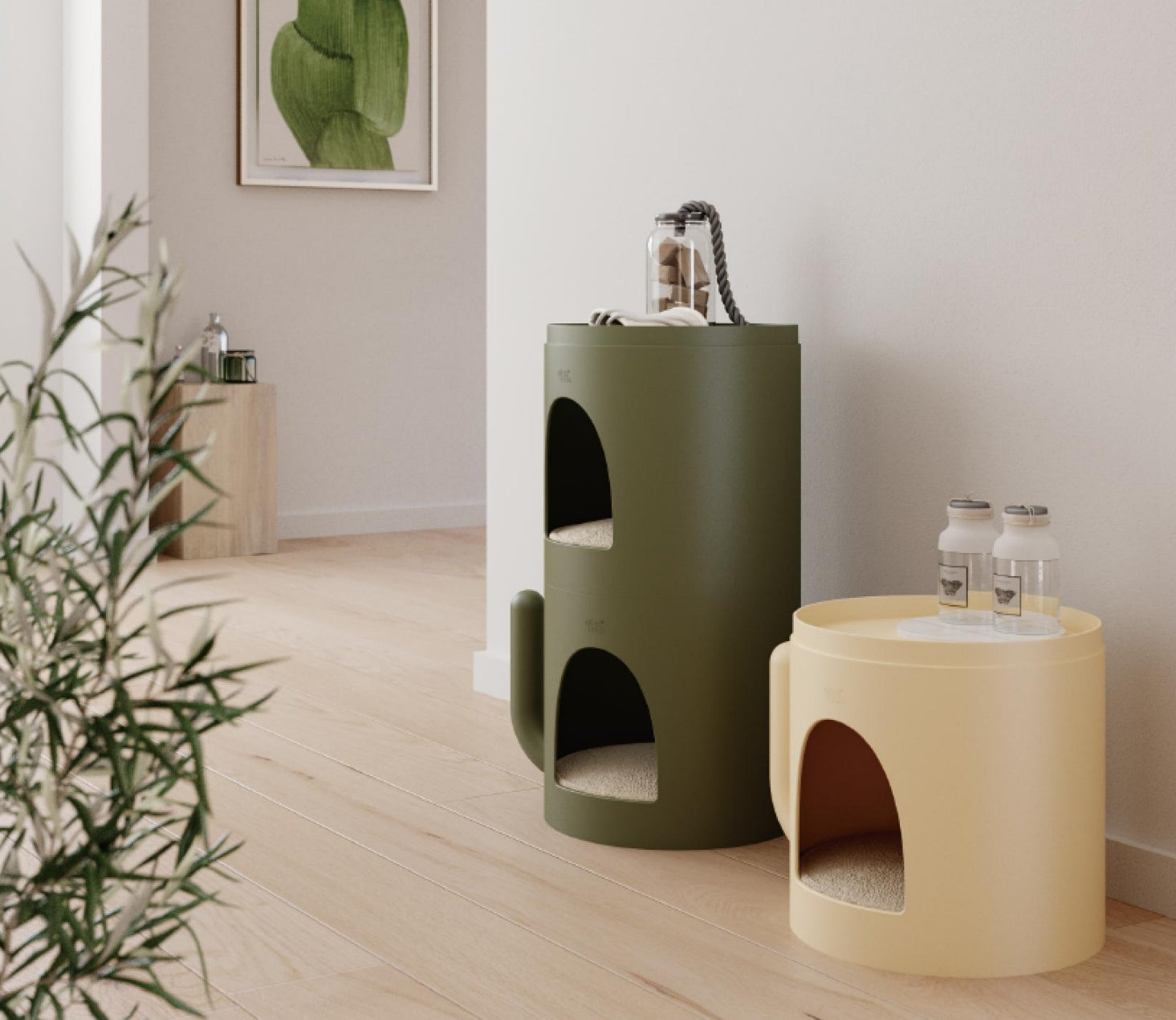 Cactus Shaped Multifunctional Coffee Table Side Table Bedside Table Pet Cabin Storage Cabinet