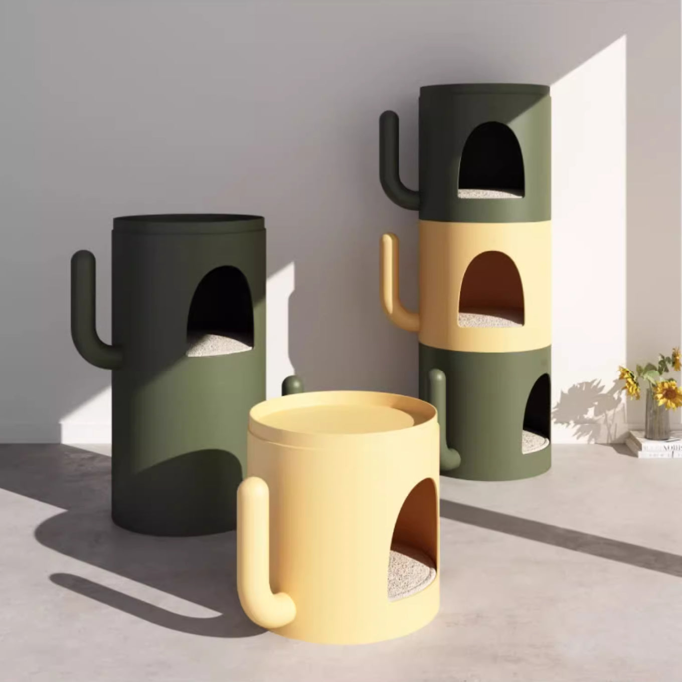 Cactus Shaped Multifunctional Coffee Table Side Table Bedside Table Pet Cabin Storage Cabinet
