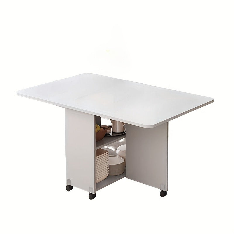 Foldable Dining Table with Storage Shelves and Wheels – Space-Saving Multifunctional Table.SD-07