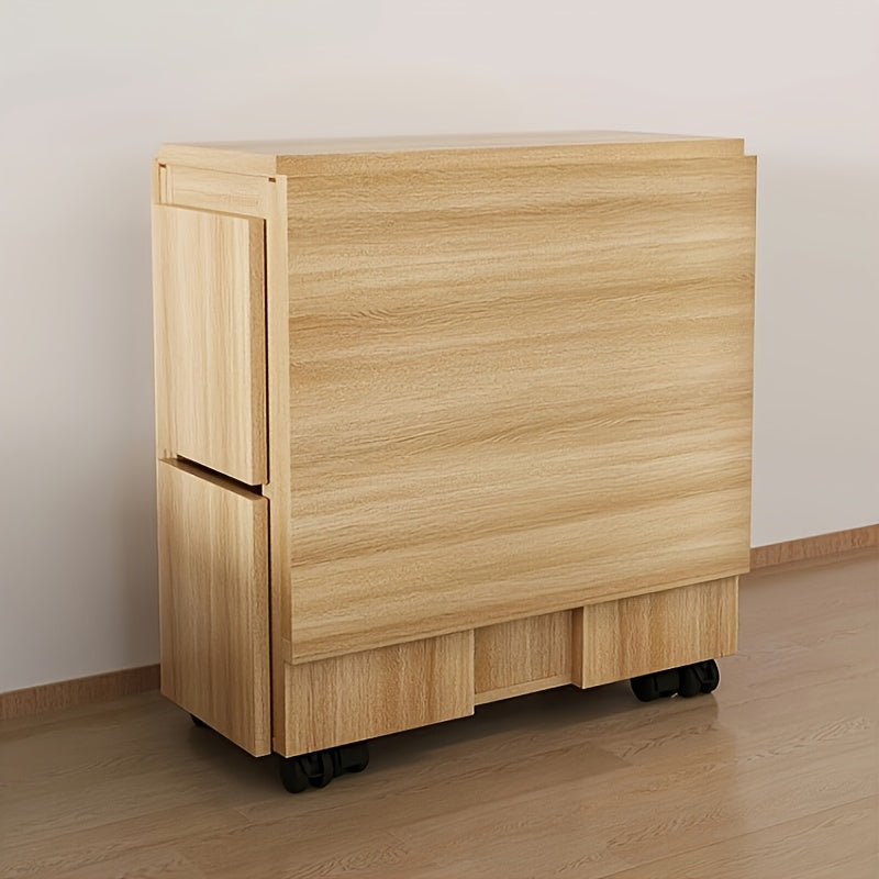 Foldable Dining Table with Hidden Stools and Storage Shelves – Space-Saving Multifunctional Table on Wheels.01ys-al01