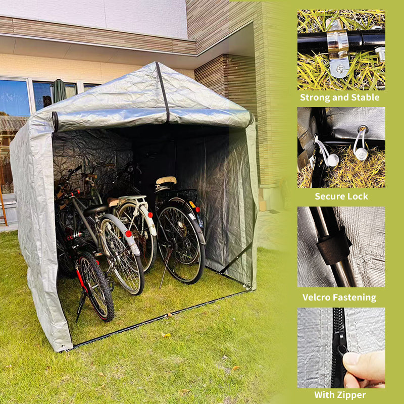 Waterproof Outdoor Bike Storage Tent with UV Protection – Fits About 3- 5 Bicycles.06CHLT-78