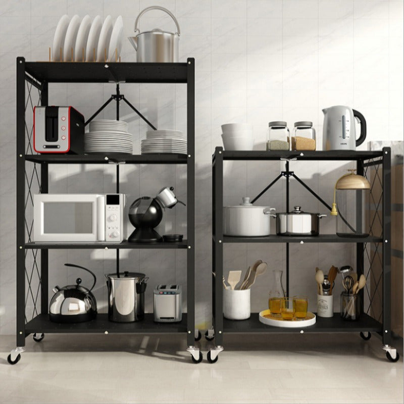 4-Tier Metal Storage Shelf with Wheels – Heavy-Duty Kitchen and Home Organiser Rack.A-HW307