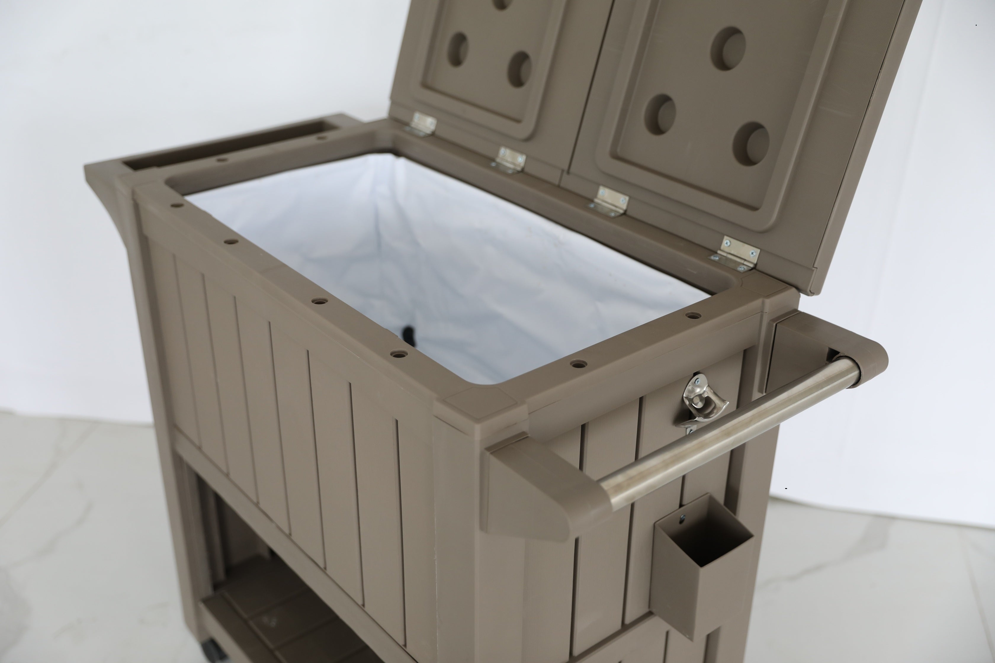 Outdoor 3-in-1 Serving Cart Storage Table Prep Station with 80L Ice Bucket