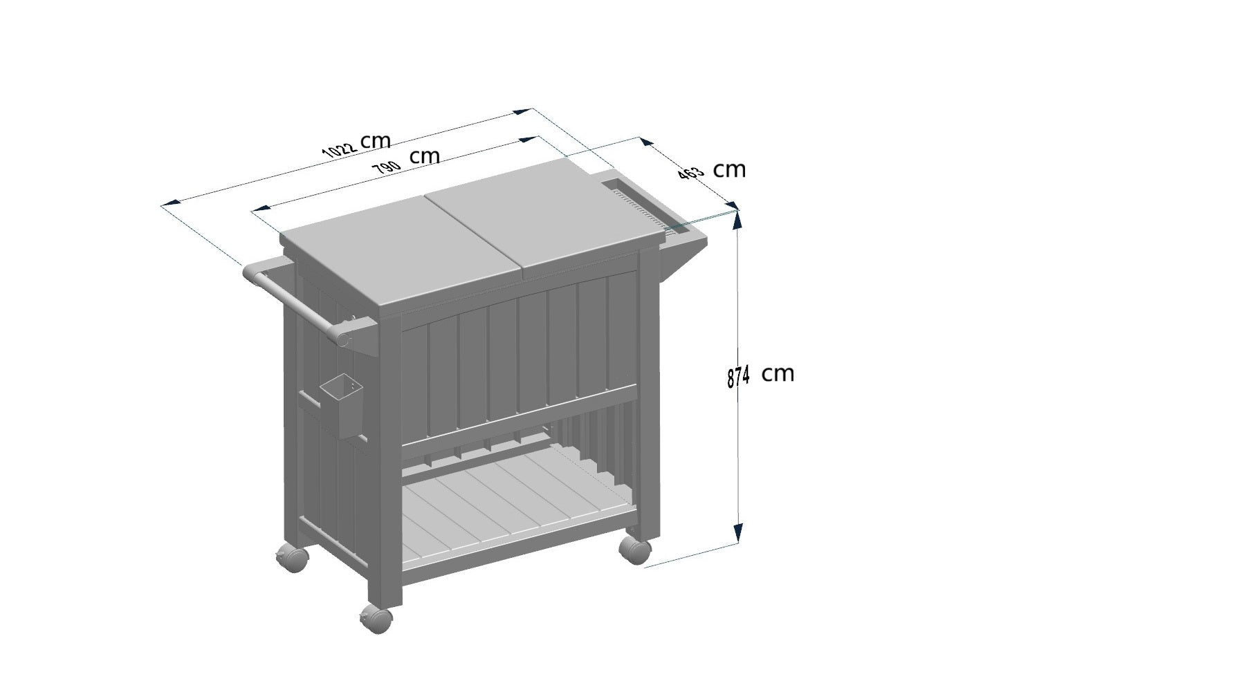 Outdoor 3-in-1 Serving Cart Storage Table Prep Station with 80L Ice Bucket