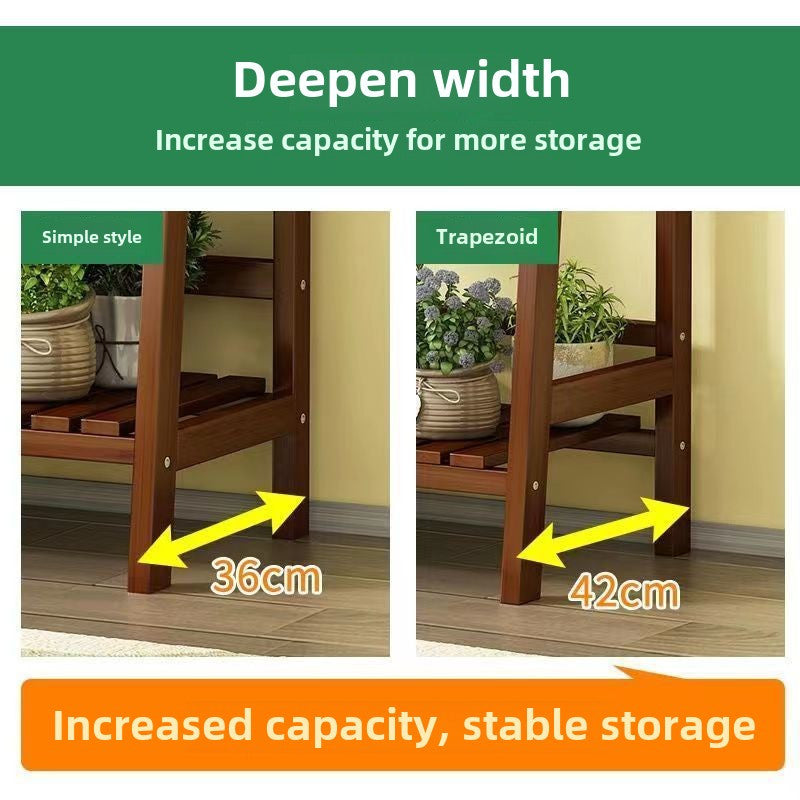 Wooden Plant Stand with Multi-Tier Shelves and Hanging Rod – Indoor & Outdoor Garden Display Rack.A-HJ14