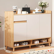 Modern Wooden Shoe Cabinet with Drawer and Open Storage – 3-Door Entryway Shoe Organizer.03JJH-AL13