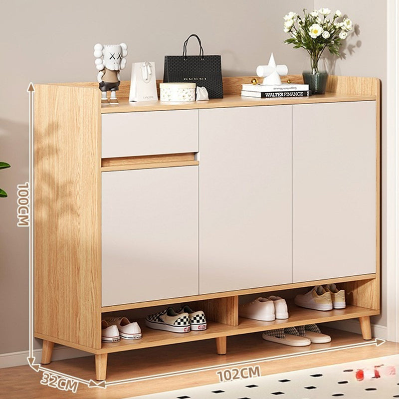 Modern Wooden Shoe Cabinet with Drawer and Open Storage – 4-Door Entryway Shoe Organizer.03JJH-AL13