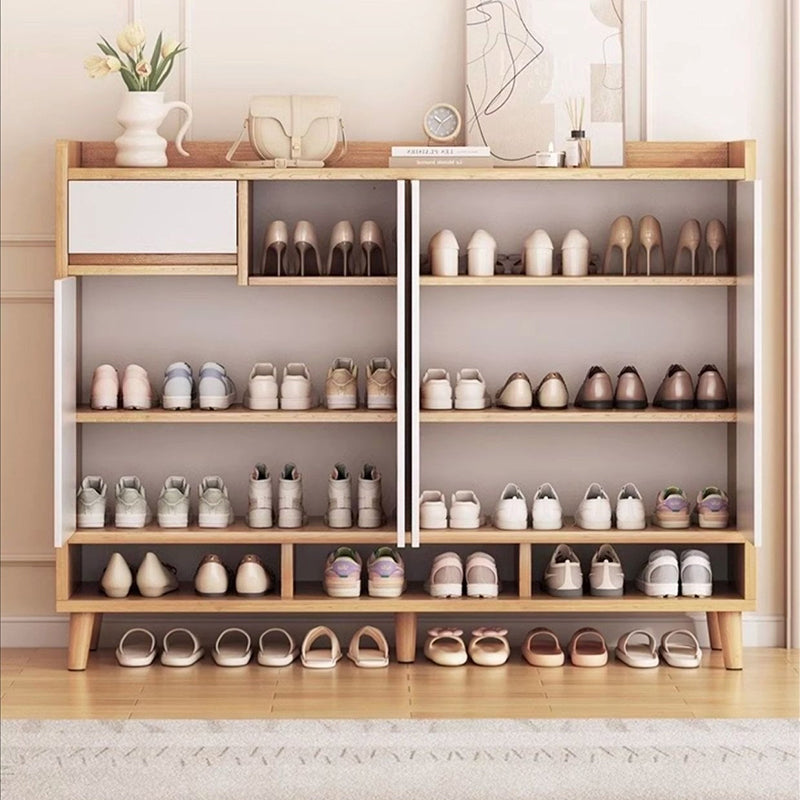 Modern Wooden Shoe Cabinet with Drawer and Open Storage – 4-Door Entryway Shoe Organizer.03JJH-AL13