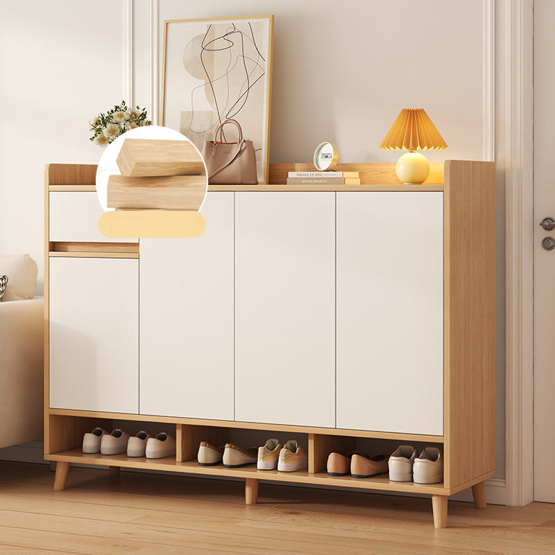 Modern Wooden Shoe Cabinet with Drawer and Open Storage – 4-Door Entryway Shoe Organizer.03JJH-AL13