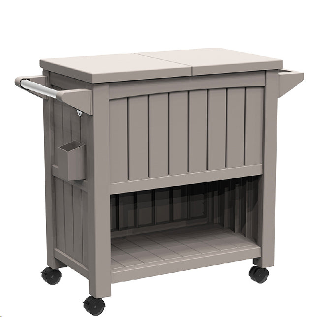 Outdoor 3-in-1 Serving Cart Storage Table Prep Station with 80L Ice Bucket