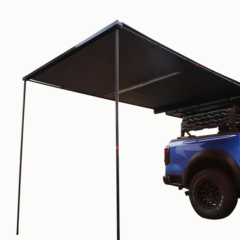 Car-side tent for outdoor camping, SUV side-mounted awning tent with aluminum alloy and black rainproof sunshade