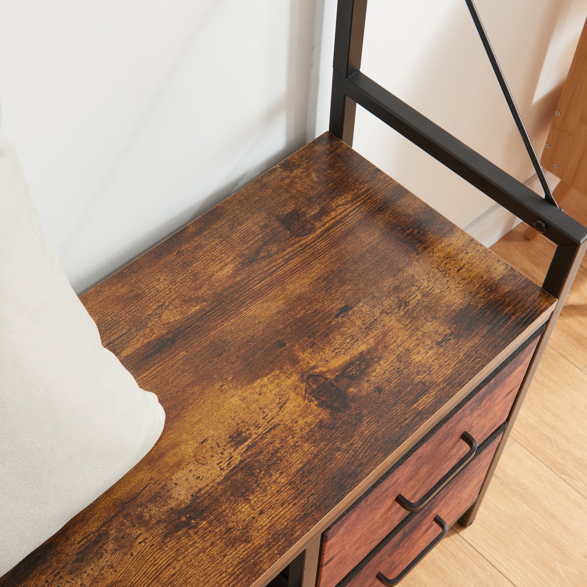 Entryway Bench with Coat Rack freestanding, 5 In 1 Intelligent Design Hall Tree and Wall Rack 8 Hooks and Drawers, Rustic Brown