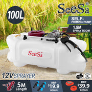 SEESA 100L ATV Spot Sprayer Weed Spray Garden Boom 12V Pump Tank Farm Chemical