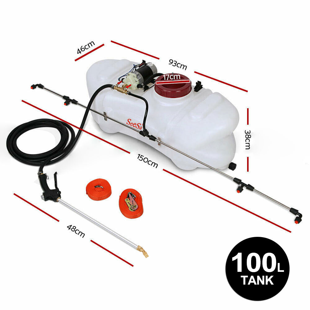 SEESA 100L ATV Spot Sprayer Weed Spray Garden Boom 12V Pump Tank Farm Chemical