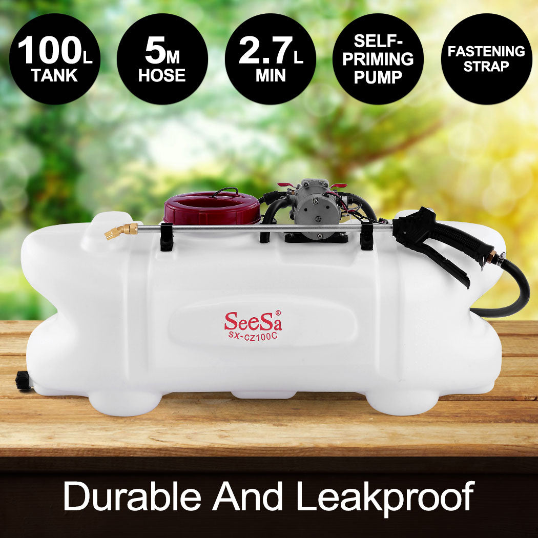 SEESA 100L ATV Spot Sprayer Weed Spray Garden Boom 12V Pump Tank Farm Chemical