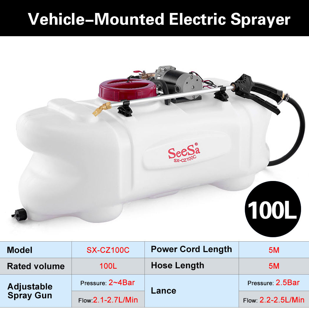SEESA 100L ATV Spot Sprayer Weed Spray Garden Boom 12V Pump Tank Farm Chemical