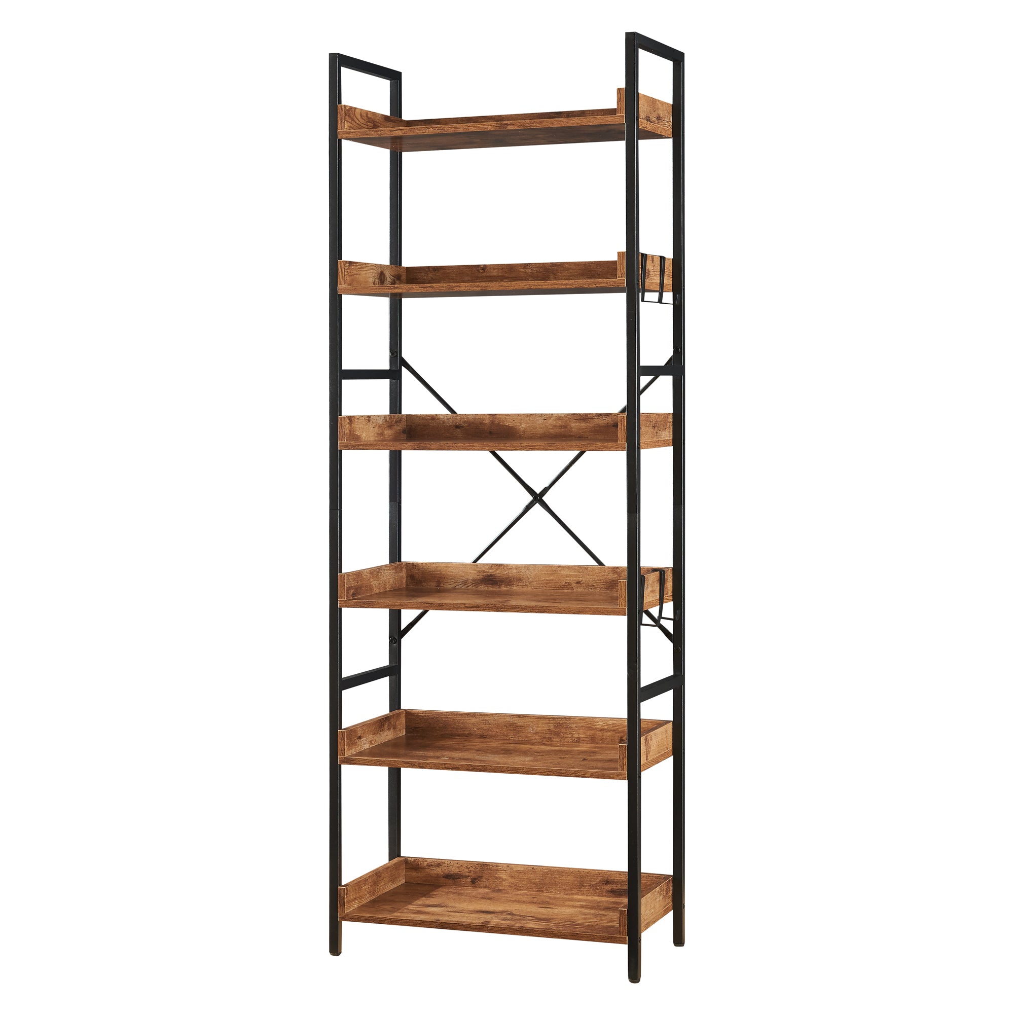 Tall Bookshelf Industrial Bookshelf, 6 Tier Bookcase, 6 Tier Open Display Storage Rack Shelves for Home, Rustic Brown