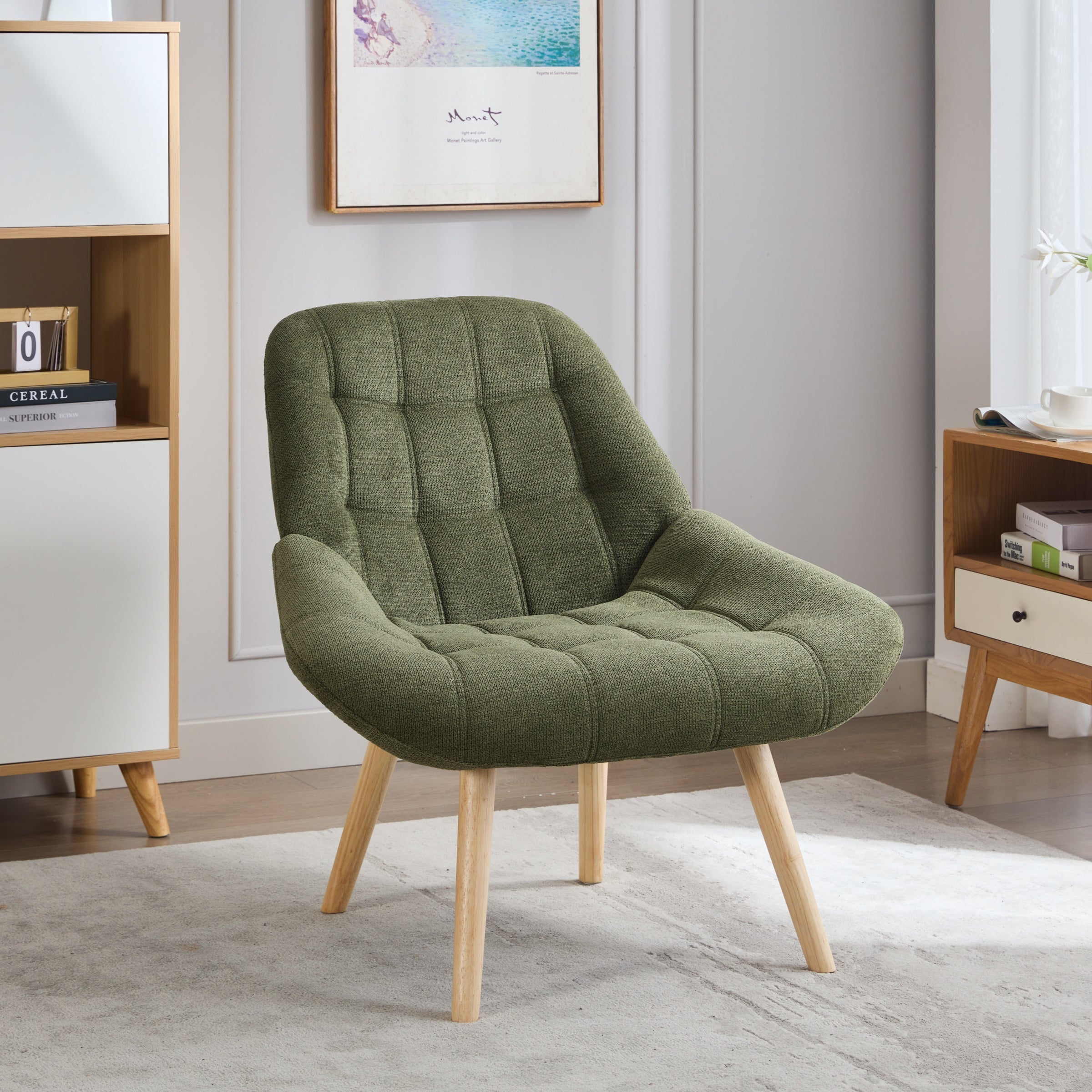 Accent Chair, Comfy Armchair Leisure Wingback Chair for Office Study Vanity Bedroom