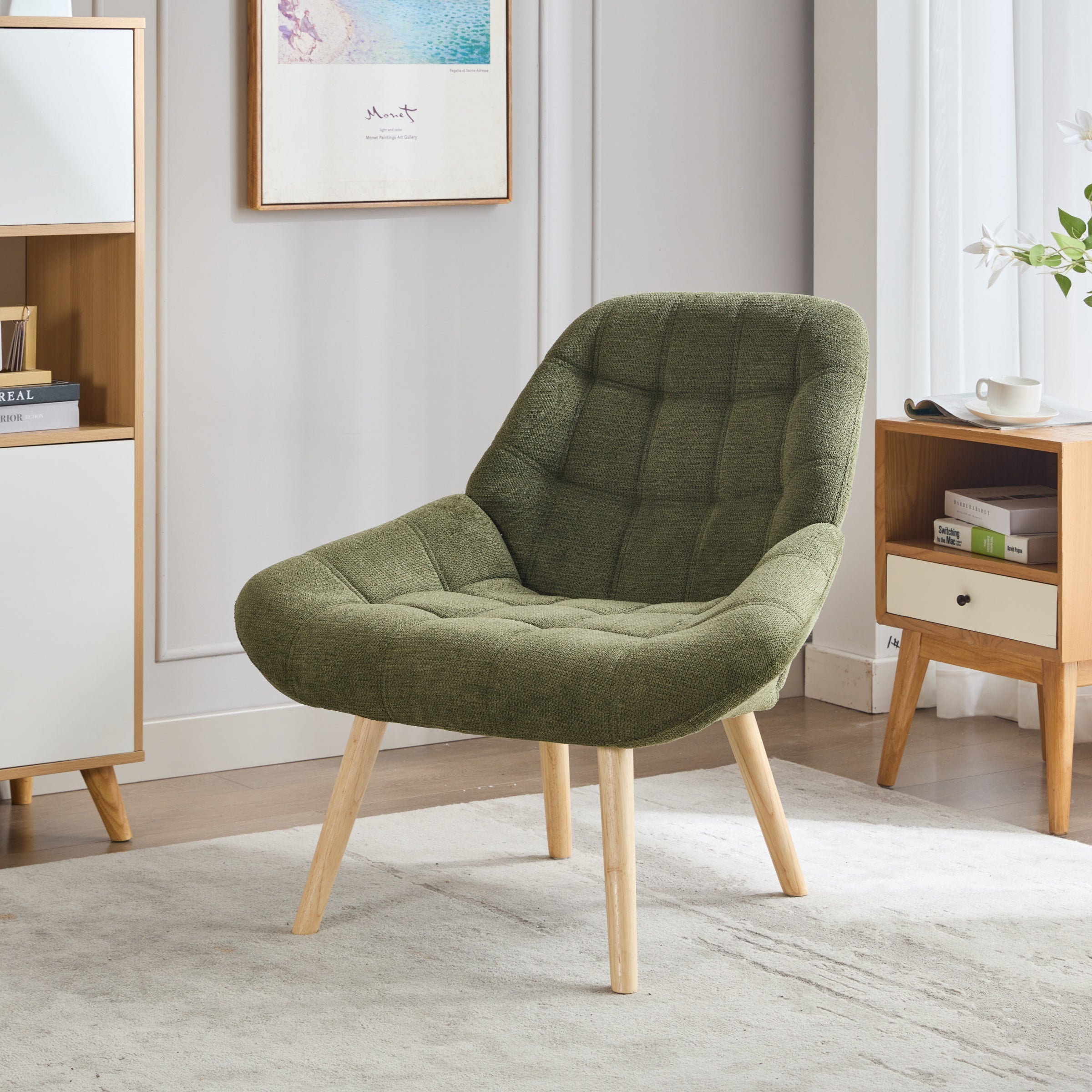 Accent Chair, Comfy Armchair Leisure Wingback Chair for Office Study Vanity Bedroom