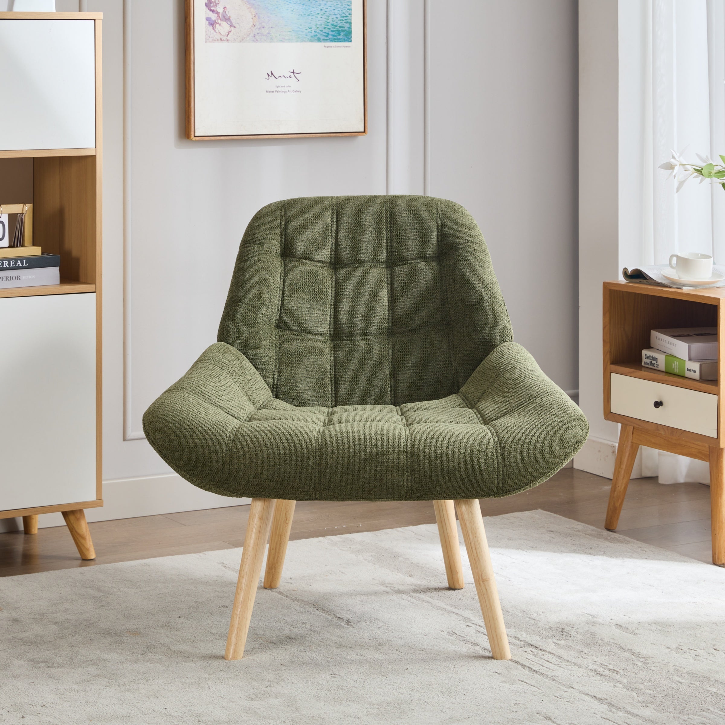 Accent Chair, Comfy Armchair Leisure Wingback Chair for Office Study Vanity Bedroom