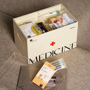 Acrylic family small medical kit, 2-layer grid with lid, medicine storage box, outdoor first aid supplies box,  bathroom medicine box