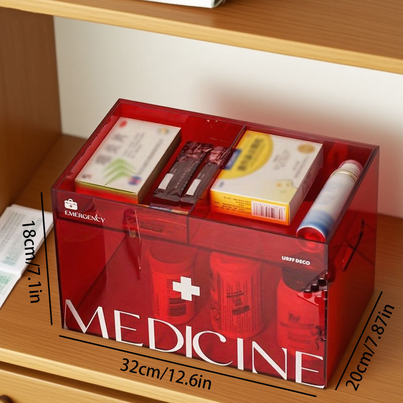 Acrylic family small medical kit, 2-layer grid with lid, medicine storage box, outdoor first aid supplies box,  bathroom medicine box