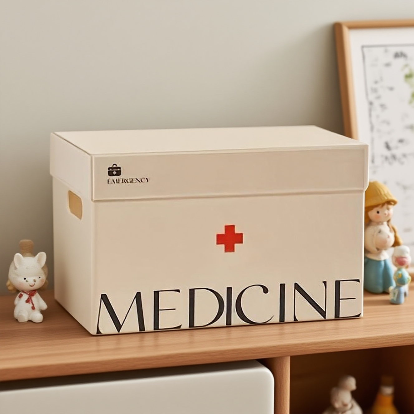 Acrylic family small medical kit, 2-layer grid with lid, medicine storage box, outdoor first aid supplies box,  bathroom medicine box
