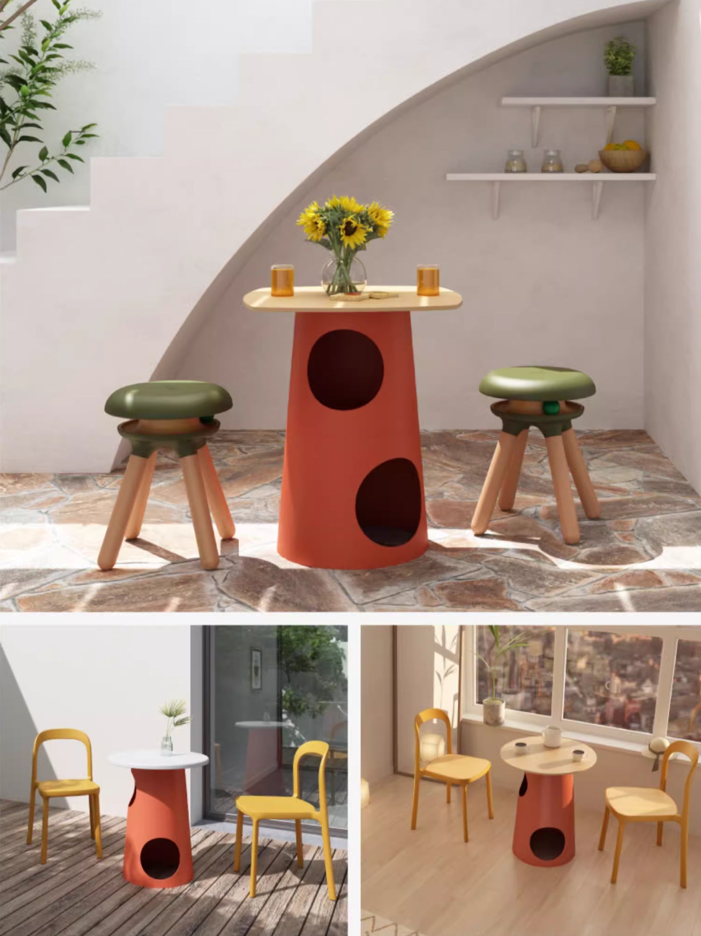 Multifunctional  Lava Cheese Table Side Table Coffee Table Pet Cabin Cat Tree Pet-Friendly Furniture Human-Pet Interactive Furniture