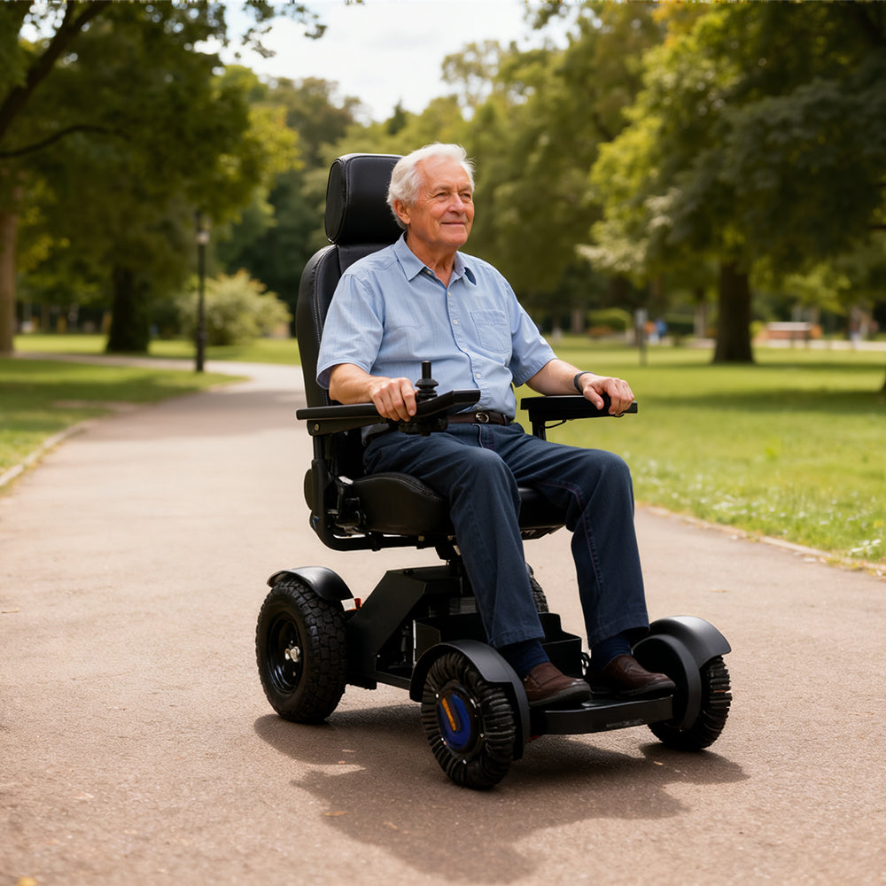 High-end ergonomically designed leather wheelchair